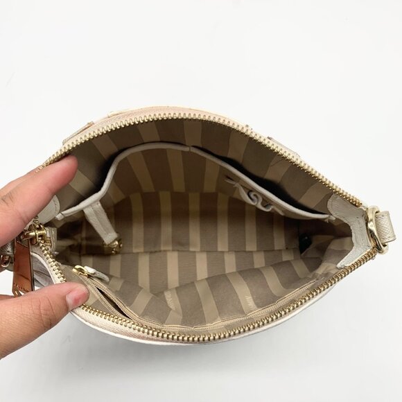 Brahmin White and Macaroon Lady Vineyard Croc Embossed Mini Duxbury Bag - Picture 12 of 12